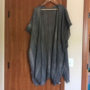 Kimono Poncho shawl grey/dusty blue